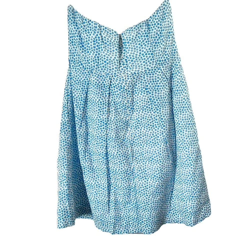 J. Crew Polka Dot Blue White 100% Cotton‎ Strapless Mini Dress 10P
